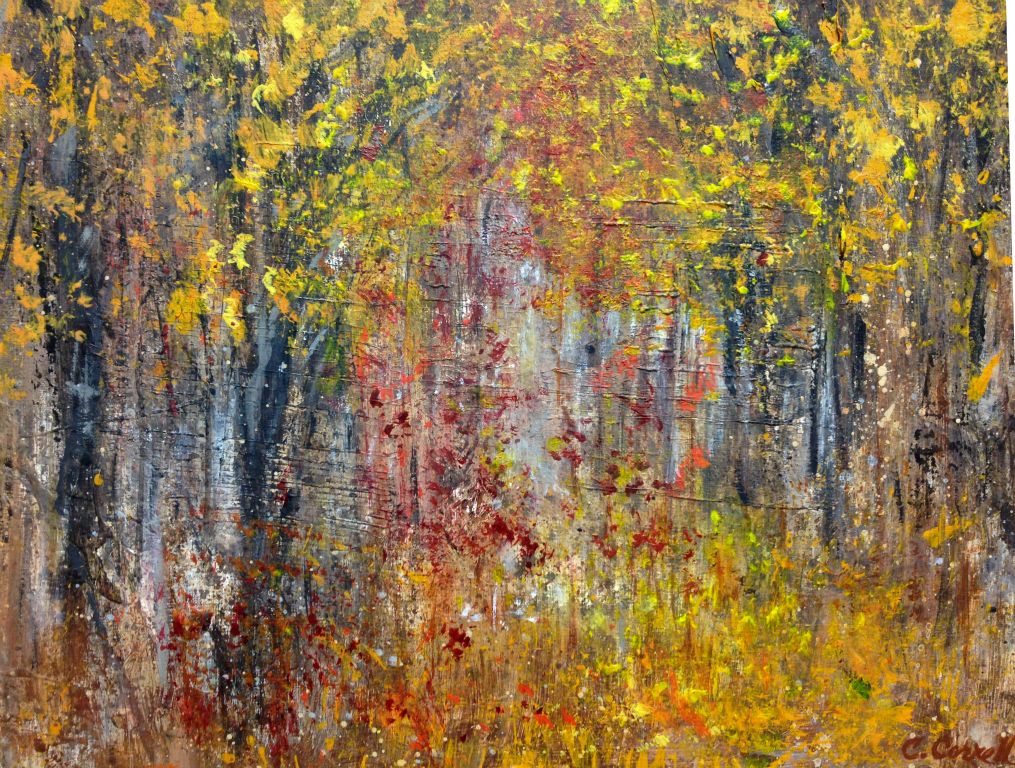 Fall Colors No. 2, mixed media on canvas, 16"H x 20"W